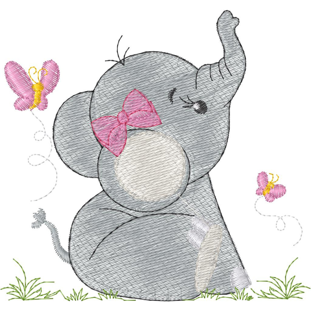 Elefantita con Mariposas