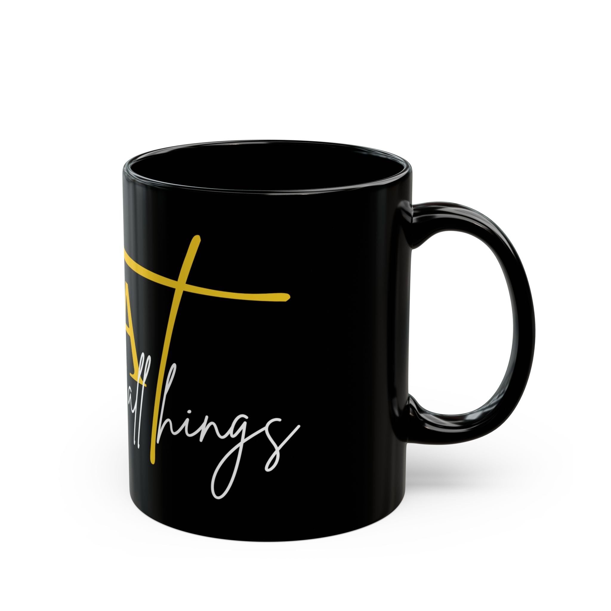 "GOAT" - God Over All Things - Black Coffee Mug that worship the God