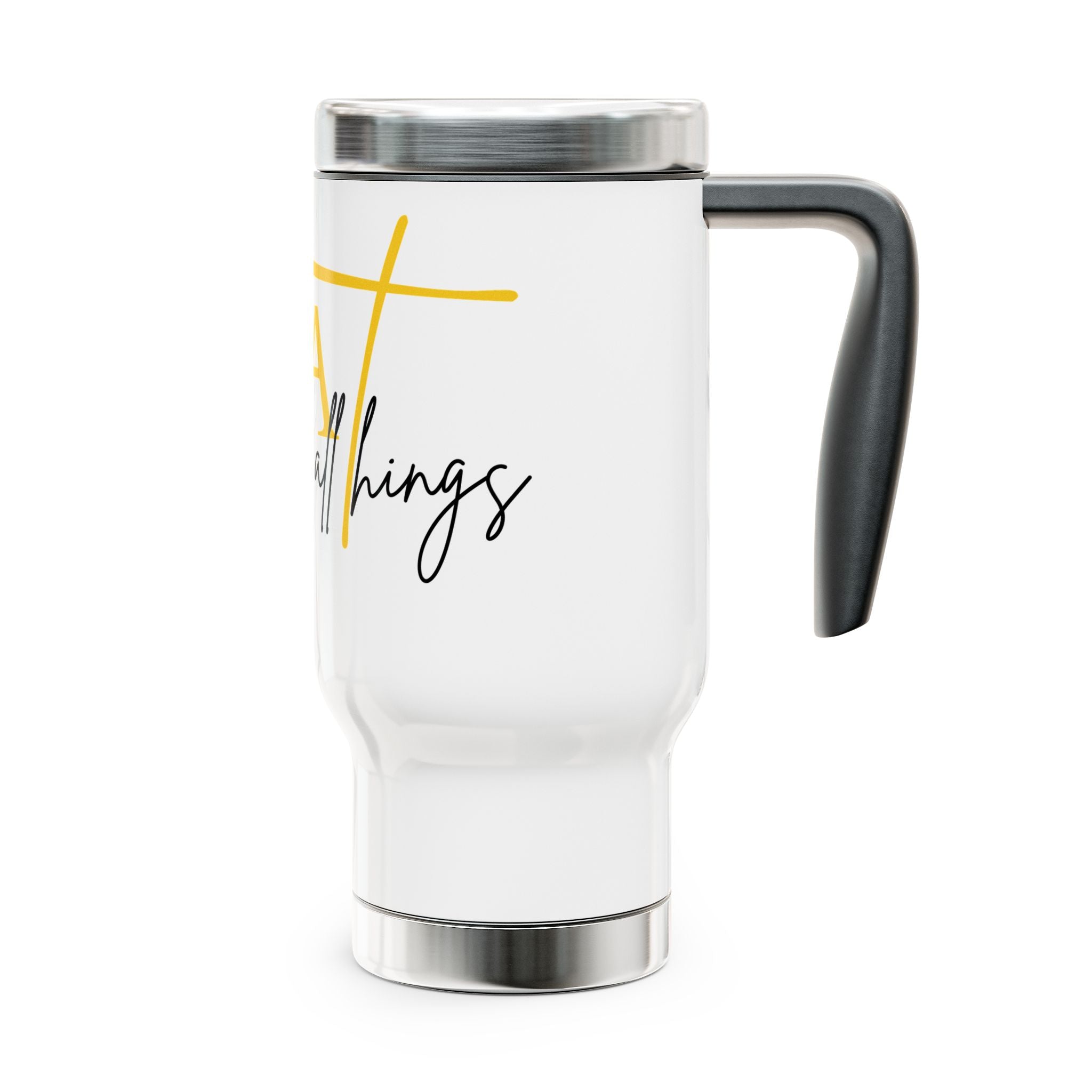 GOAT God Over All ThingsTravel Mug White- Stainless Steel Coffee Cup, Motivational Mug, Faith-Based Gift, Christian Travel Mug
