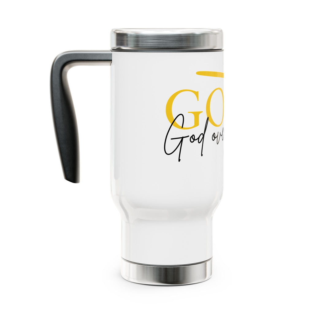 GOAT God Over All ThingsTravel Mug White- Stainless Steel Coffee Cup, Motivational Mug, Faith-Based Gift, Christian Travel Mug