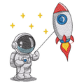Astronauta volando su Cohete
