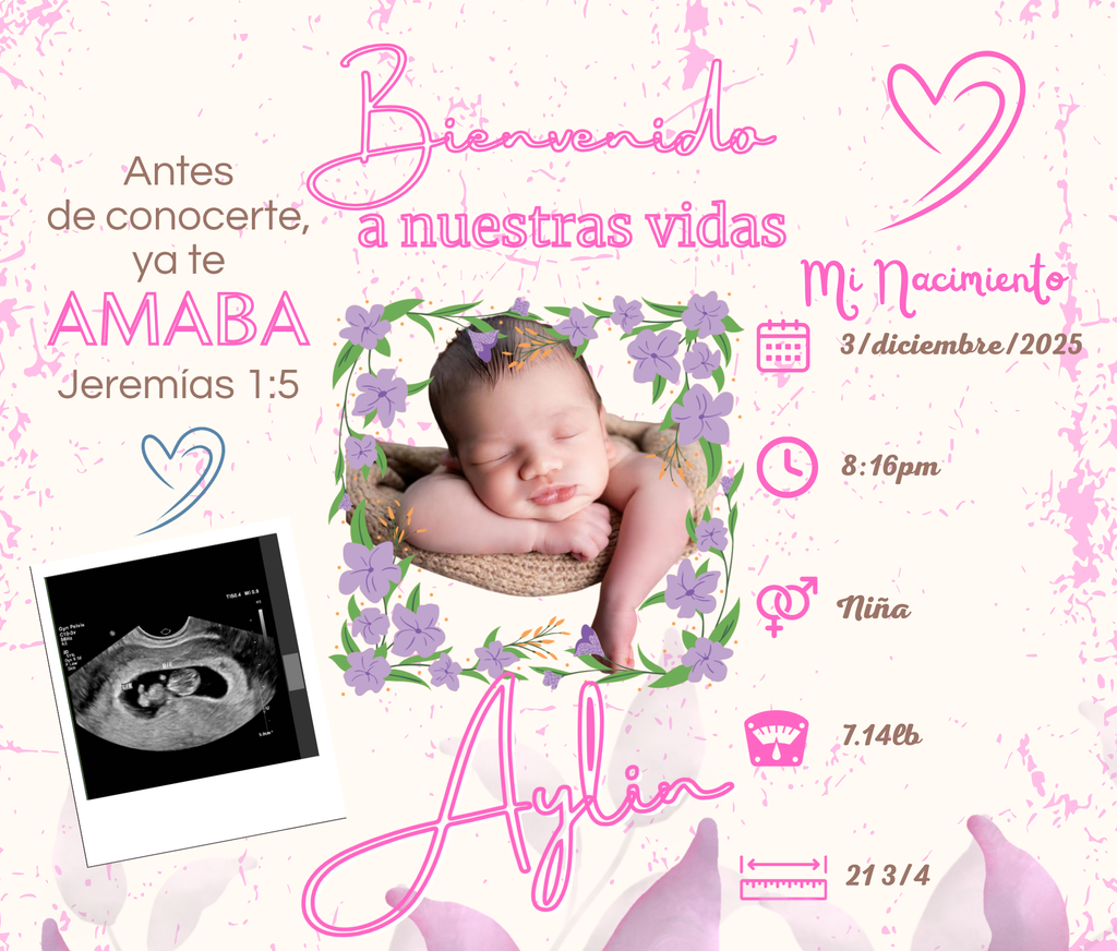 Tumbler Personalizado "Antes de Conocerte Ya Te Amaba" – Diseño de Nacimiento para Niña
