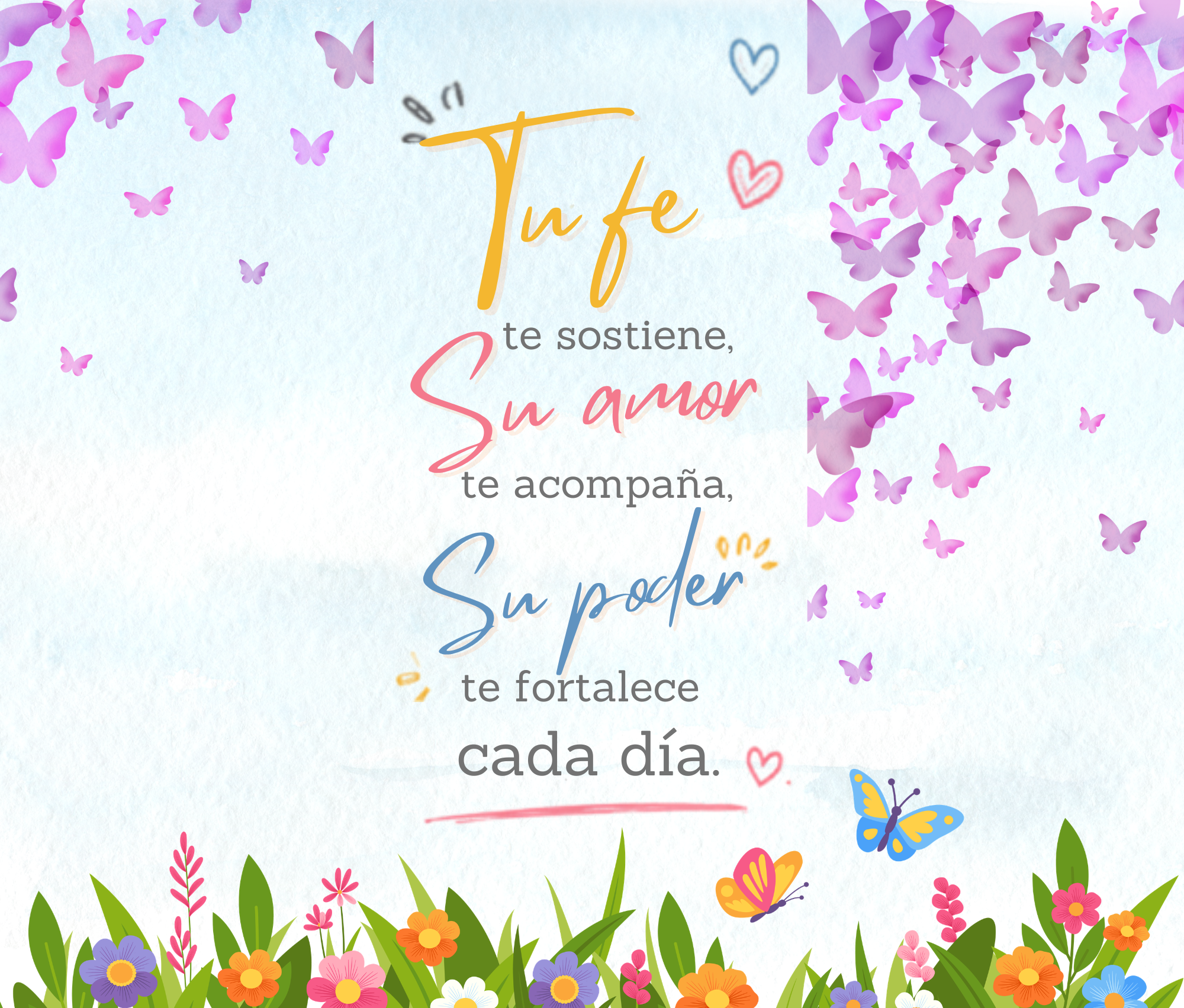 Tumbler Inspiracional "Tu Fe Te Sostiene" – Diseño de Mariposas| 20oz Skinny