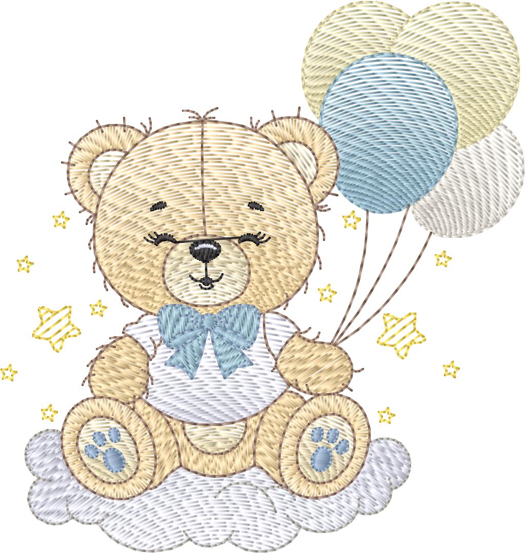 Osito con Globos y Estrellas